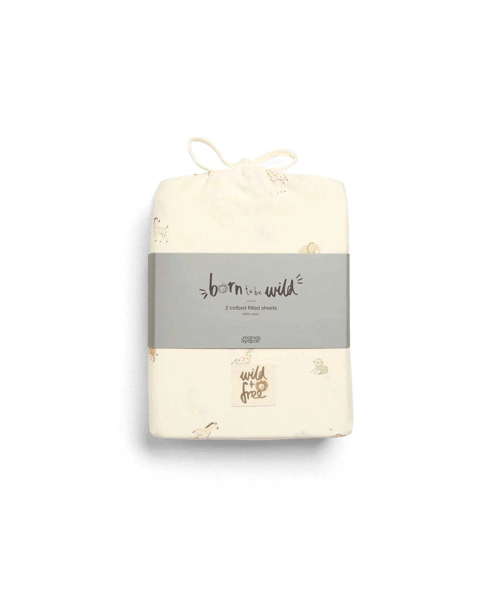 Mamas & Papas Born to be Wild Safari and Marl Fitted Sheets - 2 pack