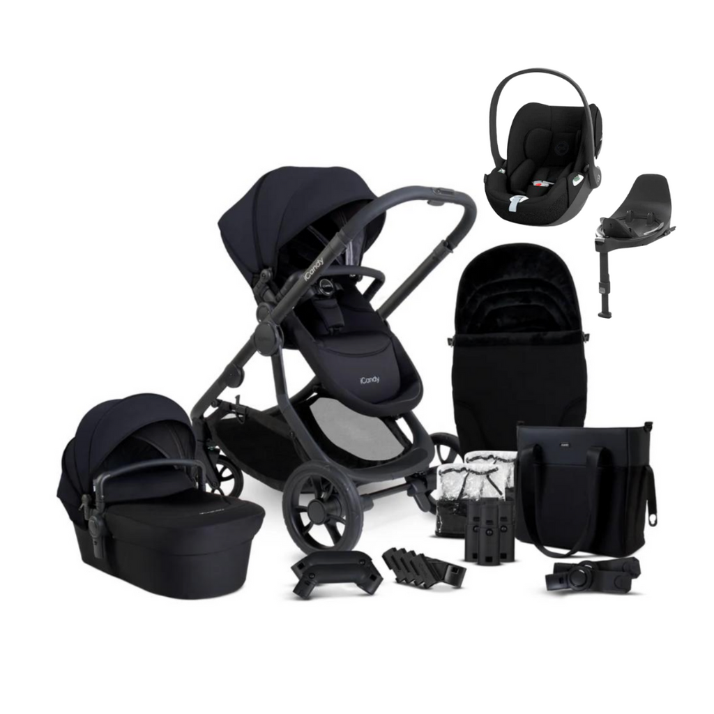 iCandy Orange 4 Pushchair & Cybex Cloud T Bundle | Black Edition