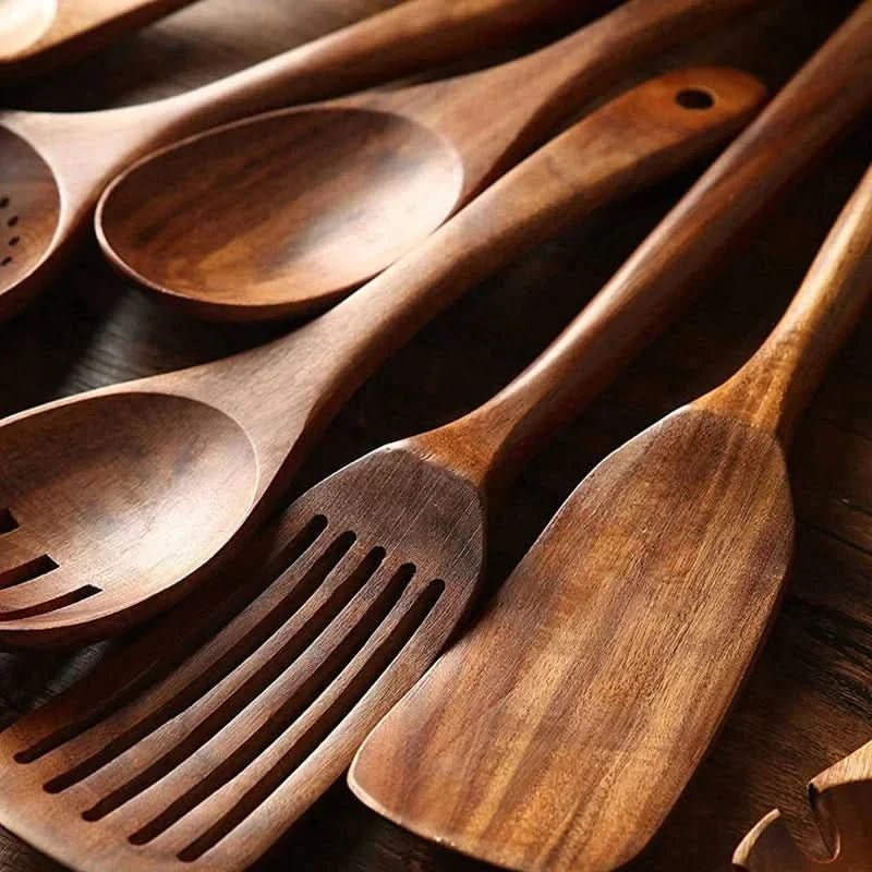 Teak kitchen utensil set - Elegant cooking utensils for modern kitchen gadgets