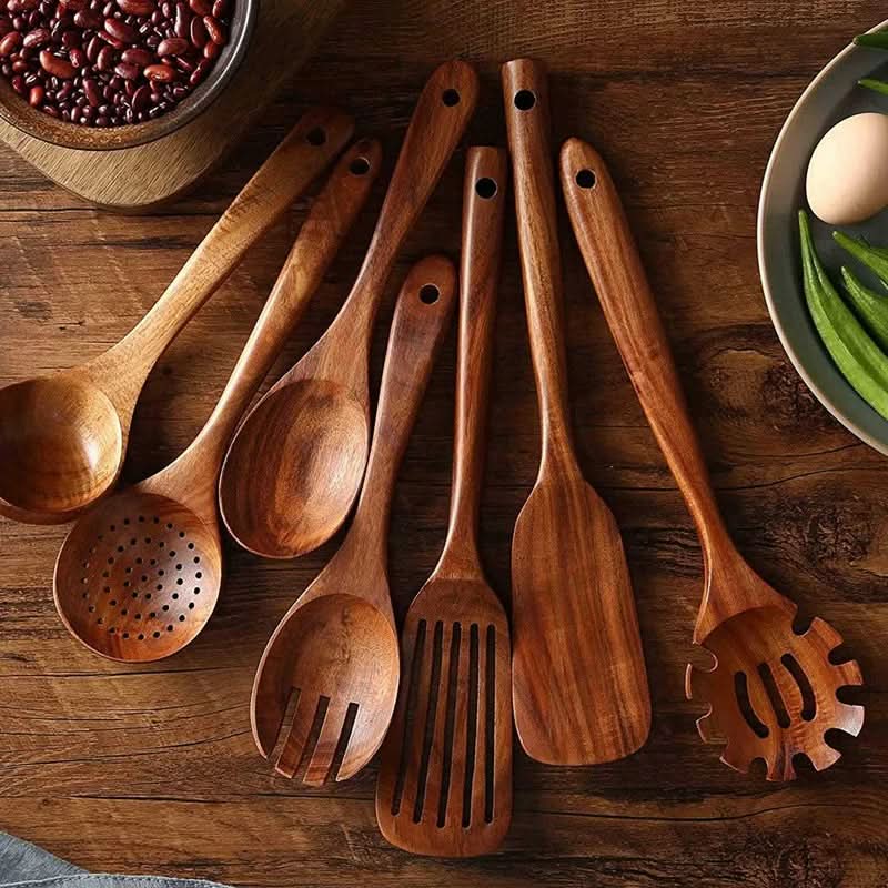 Teak kitchen utensil set - Elegant cooking utensils for modern kitchen gadgets