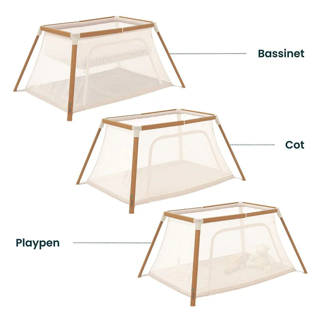 Tutti Bambini CoZee Go 3-in-1 Bassinet, Travel Cot & Playpen - Walnut & Ecru