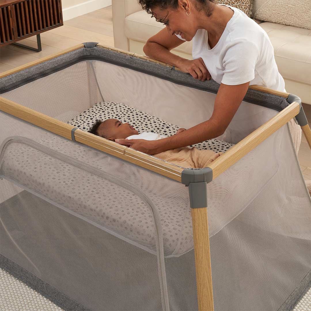 Tutti Bambini CoZee Go 3-in-1 Bassinet, Travel Cot & Playpen - Oak & Charcoal