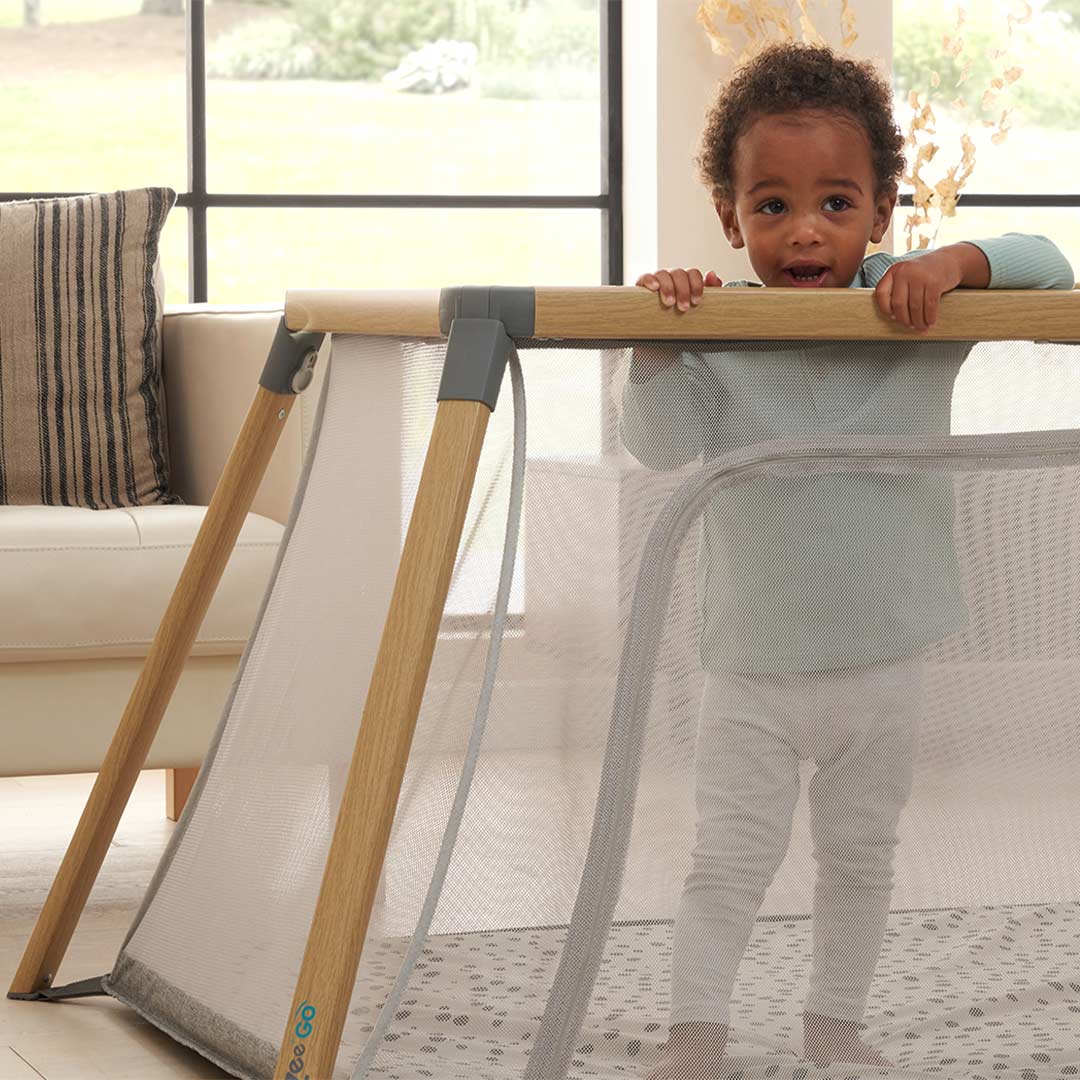 Tutti Bambini CoZee Go 3-in-1 Bassinet, Travel Cot & Playpen - Oak & Charcoal