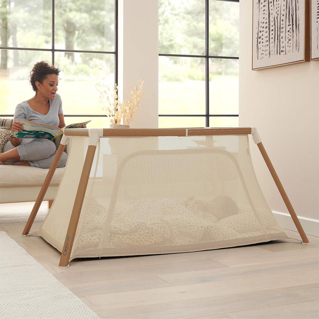 Tutti Bambini CoZee Go 3-in-1 Bassinet, Travel Cot & Playpen - Walnut & Ecru